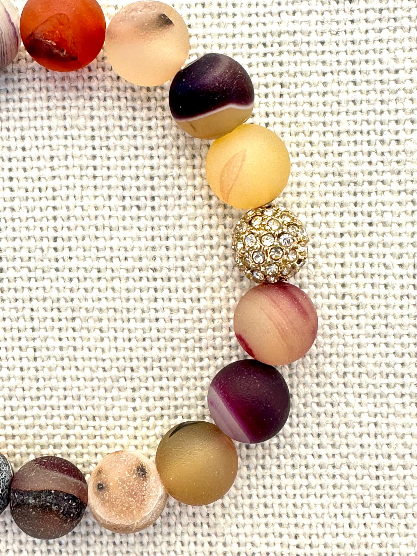 Vibrant Multi-Colored Amazonite Bracelet with Gold Bead Charm