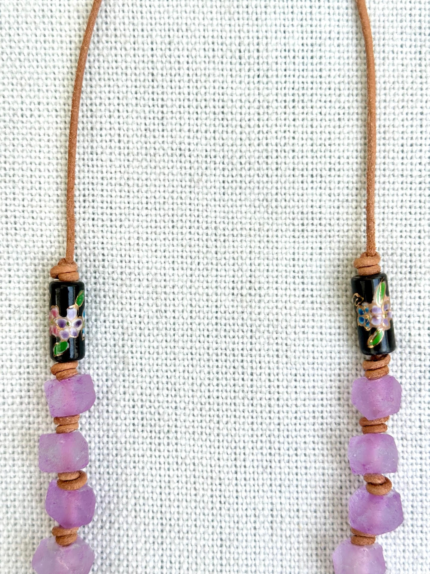 Candied Purple Faceted Recycled Java Sea Glass Beaded Necklace