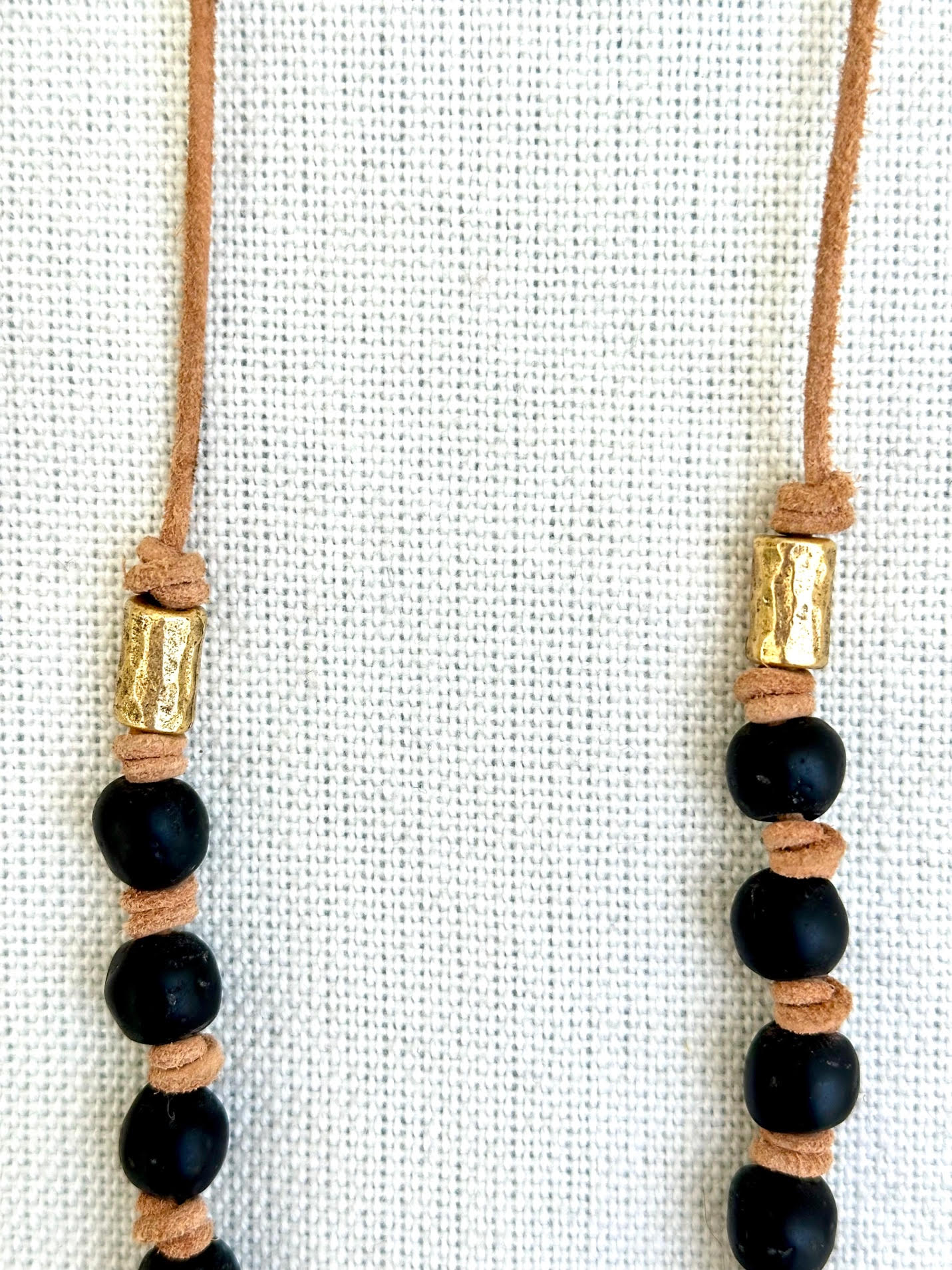 Opaque Black Glass Beaded Necklace