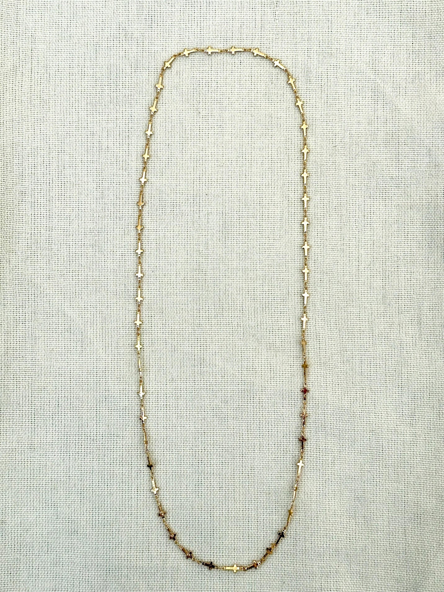 Gold-Plated Miniature Cross Chain Necklace