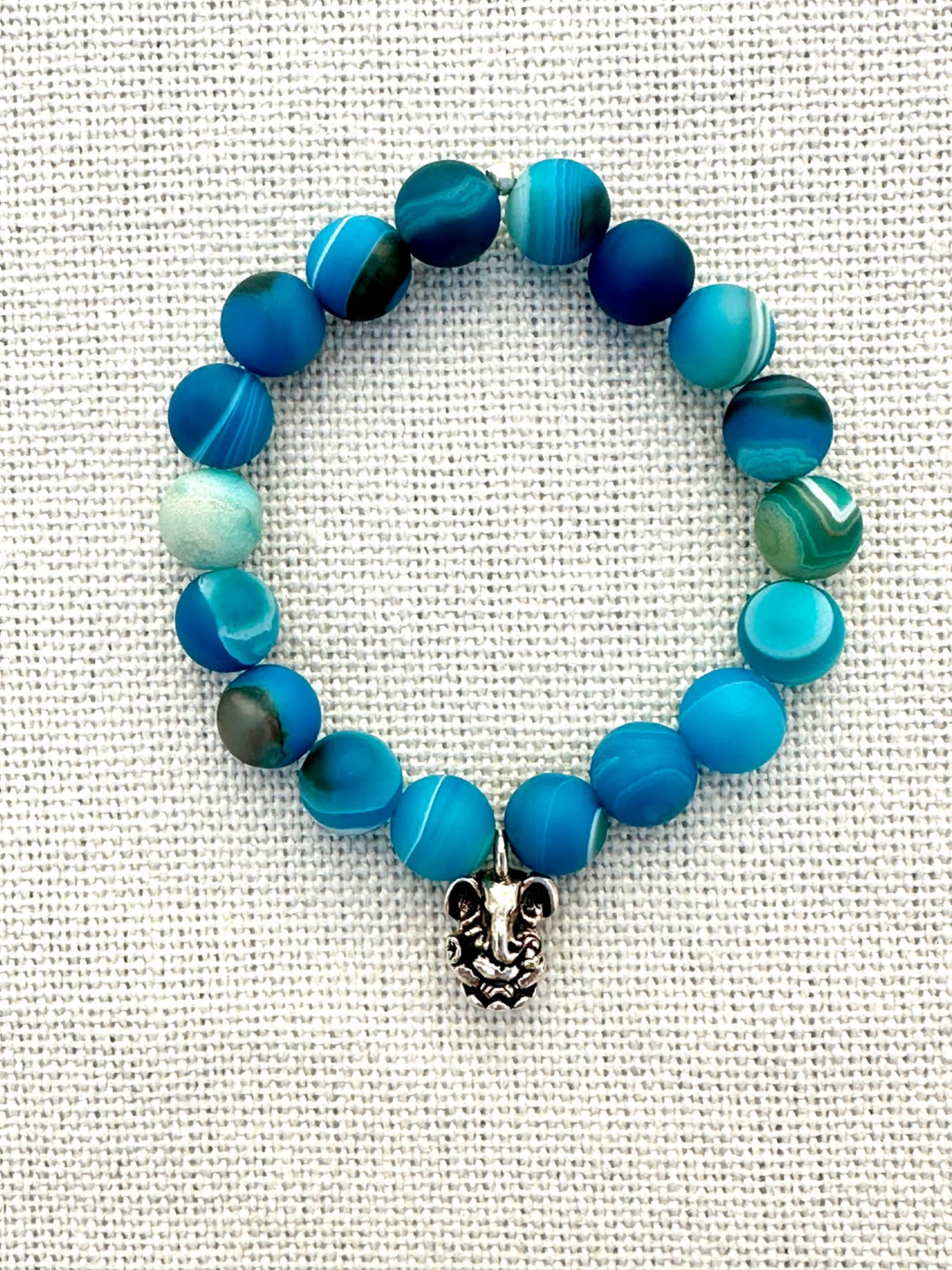 Bright Hawaiian Blue Amazonite Bracelet with Ganesh Charm